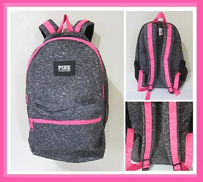 Victoria Secret Pink MARL NEON HOT PINK LOGO CAMPUS CARRY ON BACKPACK BOOK BAG • $78.99