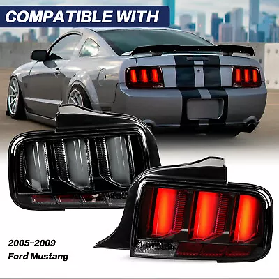 Tail Lights W/Sequential LED Lamps Rear Brake Smoked Tube For 05-09 Ford Mustang • $183.99