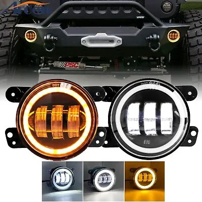 Pair 4 Inch LED Fog Lights Front Bumper Driving Lamps For Jeep Wrangler JK JL JT • $28.79
