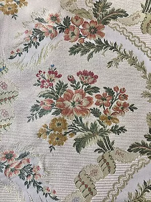 Vintage French Floral Garland Interiors Fabric ~ Apricot Green Gold • $59