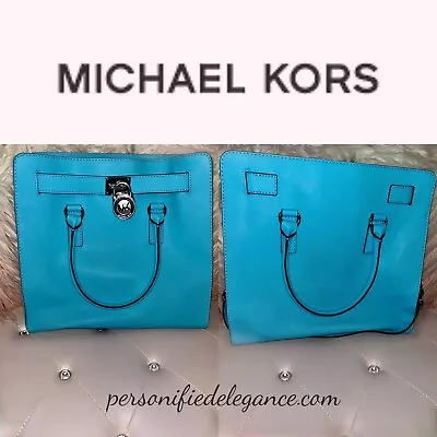 Michael Kors Hamilton Large Aqua Leather Tote $358 • $120