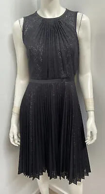 $79.20 • Buy New! KAREN MILLEN [sz 14, Small Fit] Black Pleat Occasion Dress