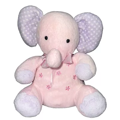 Carters Just One Year Pink Musical Elephant Purple Flowers Plush Waggie Lovey • $15.99