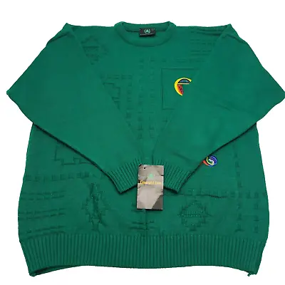 Emerald Isle Sweater Ireland Mens Large Embroider Letter Crew Neck Acrylic Green • $19.99