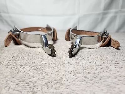 Champion Turf Vintage Rodeo Cowboy Spurs Silver Design Genuine Leather Strap • $65