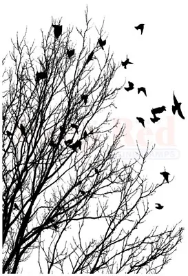 $5.99 • Buy Deep Red Stamps Raven Flock Rubber Cling Stamp