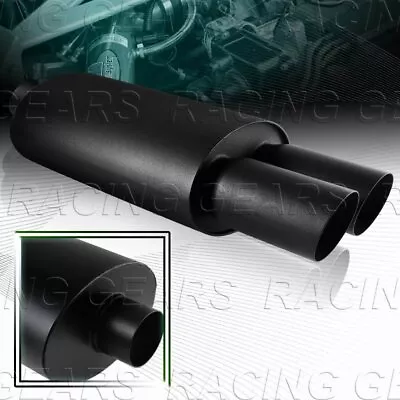 Universal 3  Dual Slant Tip DTM 2.5  Inlet Black Stainless Steel Exhaust Muffler • $49.95