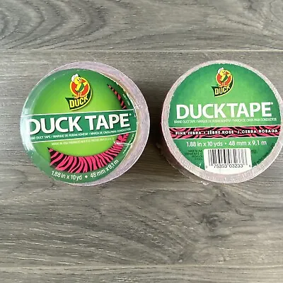 $24.99 • Buy Lot Of 2-Duck Brand 1.88 In X 10 Yds Pink Zebra  DESIGN DUCT TAPE ~ NEW