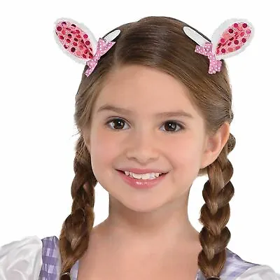 Girls Kids Easter Bunny Rabbit White Ears Hair Clips Party Fancy Dress Accessory • £5.51