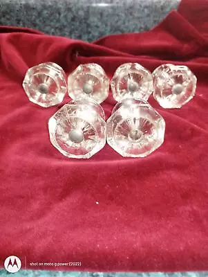 Original Set 6 Victorian Empire Lg Glass Drawer Knobs Pulls 2 1/2 In • $59.99