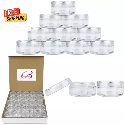 50-Pack 5 Gram Acrylic Clear Round Jars - BPA Free Cosmetic Containers For Lotio • $12.67