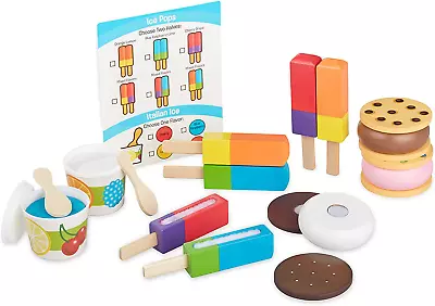 Melissa & Doug Wooden Frozen Treats Ice Cream Play Set (24 Pcs) - Play Food And • $30.17