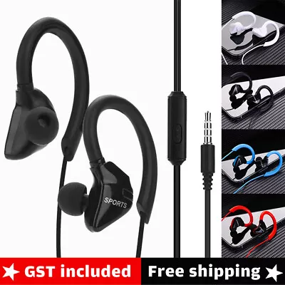 3.5mm Wired Earphones Sport Earhook Headphones Stereo Bass Headset With Mic • $6.11