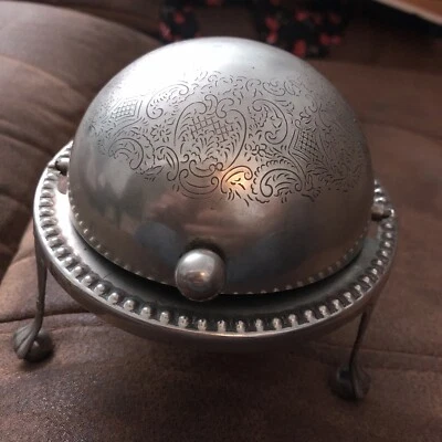 £24.99 • Buy Antique Art Deco Caviar/ Butter Dish With Roll Top And Glass Inner Serving Dish.
