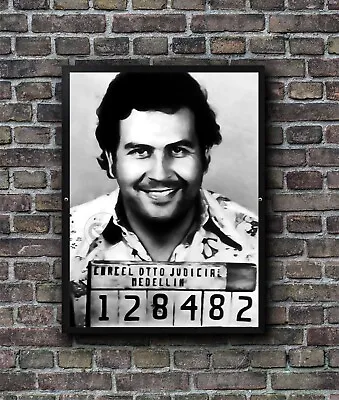 Pablo Escobar Mug Shot Print Art Poster Cartel Boss Cocaine Wall Gift Idea Decor • £6.95