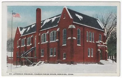 Meriden CT Vintage Postcard View Of EV. Lutheran Immanuel Church Parish House • $2