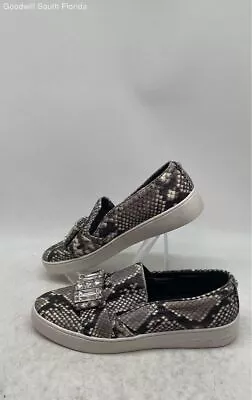 Michael Kors Womens Gray Black Snake Print Leather Round Toe Slip-On Shoes Sz 7M • $22.74