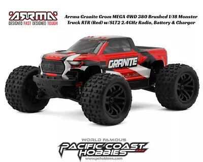 Arrma Granite Grom MEGA 4WD 380 Brushed 1/18 Monster Truck RTR (Red) ARA2102T2 • $129.99