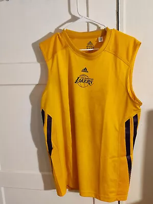 NBA LA Lakers Adidas Mens Basketball Training Jersey Size L Sleeveless Singlet • $19.95