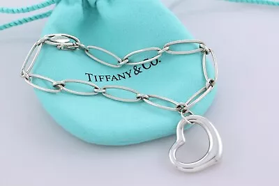 Tiffany & Co Elsa Peretti Silver Open Heart Link Bracelet 6.75  & 7.5  Available • $330