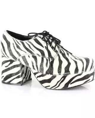 70s Black And White Zebra Platform Mens Shoes • $109.99