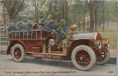 Postcard Firetruck Flying Squadron Manchester Fire Department Manchester NH  • $35