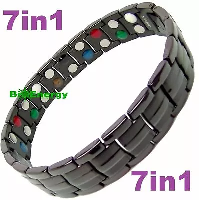 TITANIUM Magnetic Energy Armband Power Bracelet Health Bio 7in1 Bio Black  • £19.95