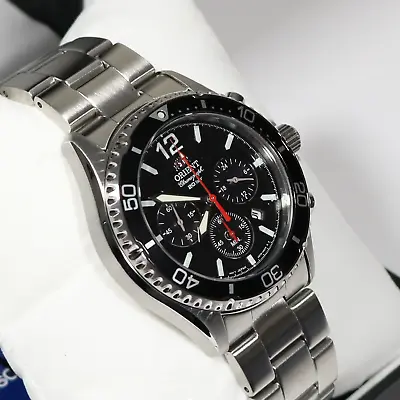 Orient Sports Mako Solar Black Dial Men's Stainless Steel Watch RA-TX0202B10B • $279.99