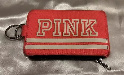 Victoria's Secret Pink Lanyard ID Credit Card Coins Cash Case Zip Pocket Keys • $9.88