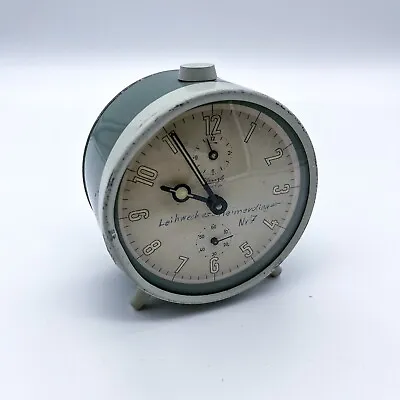 Vintage Kienzle Opta Travel Alarm Clock Mechanically Green Made IN Germany • $40.27