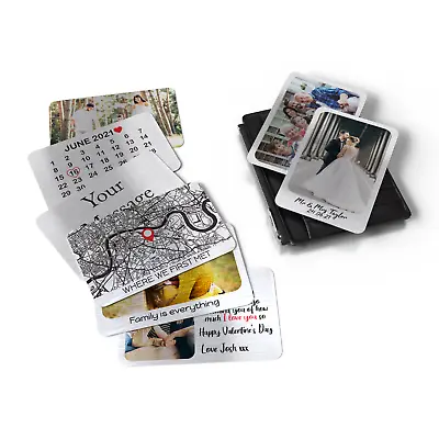 Personalised Metal Photo / Text Keepsake Card For Wallet Purse Gift Memory • £7.89
