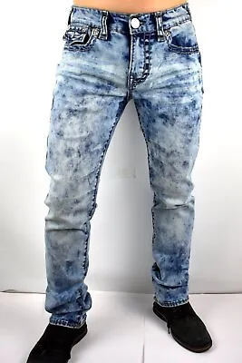 True Religion Men's Ricky Acid Wash Relaxed Straight Super T Jeans - 107954 • $125