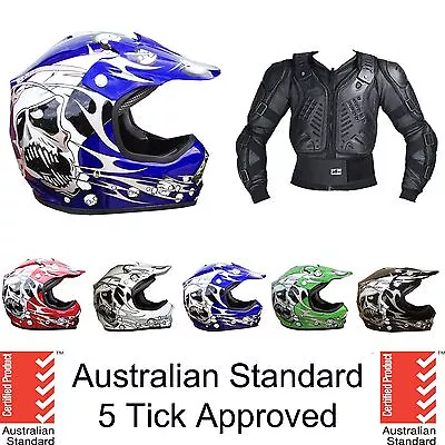 Kids Youth  Motocross Helmet & Body Armour Suit Dirt Bike Peewee Atv Quad Bmx  • $625.99