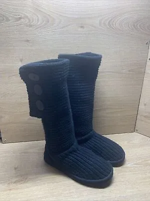 UGG Australia Classic Cardy  Women's Black Wool Knit BOOTS Size 6 • $24.99