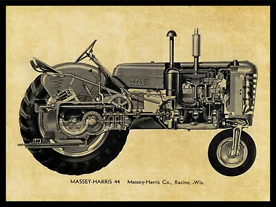 Massey Harris Tractors NEW Metal Sign: Model 44  Schematic Cutaway View • $19.88