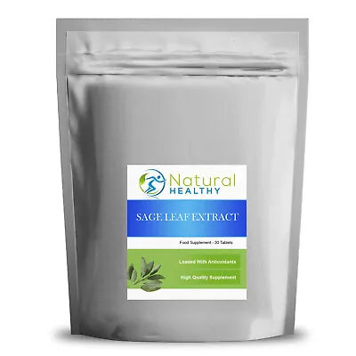 30 Sage Leaf Extract 500mg Tablets - UK Made - High Quality Supplement • £3.99