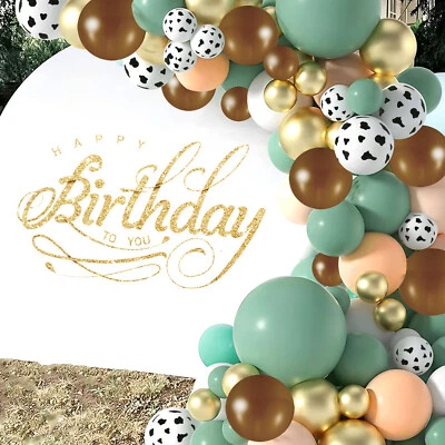 136Pcs Cowboy Green Balloon Garland Arch Kit Reusable Sage Green Brown Cow DaXAL • $23.02