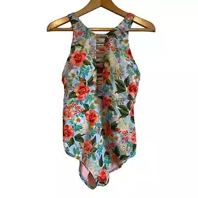 Beach Betty By Miraclesuit One Piece Swimsuit Floral Tank Slimming. Size Large. • $18.75