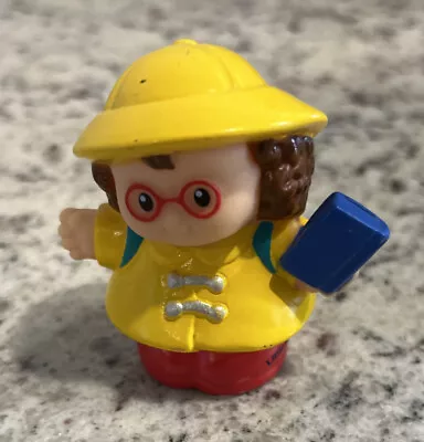 Fisher Price Little People Maggie With Yellow Raincoat Backpack Holding Book • $6.99