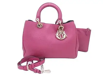 £1063.78 • Buy Auth Christian Dior Lady Dior Handbag Shoulder Bag Magenta Pink Leather E52343a