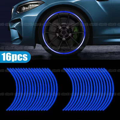 16 Strips Reflective Car Rim Wheel Tape Stickers Decal Stripe For  18  Wheel Hub • $4.62