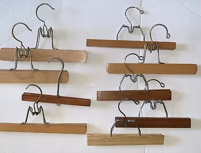 Lot Of 9 Vintage Wood Pants Hangers Assorted Brands Nevco Diplomat Double Star • $25