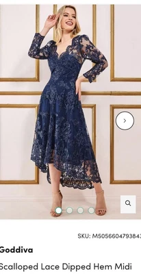 £40 • Buy Goddiva Dip Hem Dress Navy Size 14 BNWT