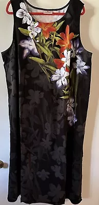 Quaker Factory Hawaii Floral Black Maxi Tank Dress 3X NEW • $29.99