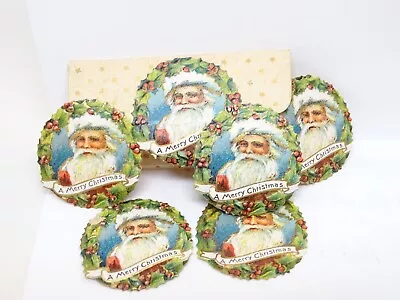 $21.50 • Buy 6 Antique Raphael Tuck Christmas Seals Santa Die Cuts, Vintage Original Package