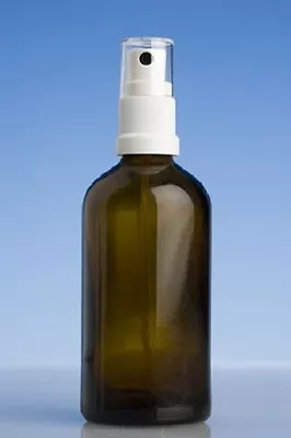  1 Amber 4oz Boston Round Glass Bottle White Spray Fine Ribbed Mist Sprayer 60ml • $5.39