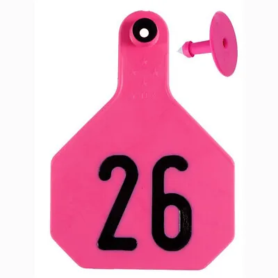 Y-Tex 4 Star Large Cattle Ear Tags Pink Numbered 26-50 • $47.94