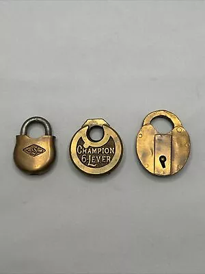 Lot Of  3 Padlocks Slaymaker Champion 6 Lever Brass Antique Collection No Keys • $49.99