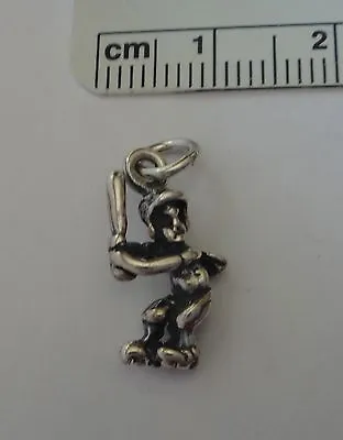 Sterling Silver 17x10mm Small Whimsical Girl Softball Player At Bat Cleats Charm • $14.24