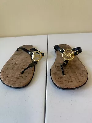 Michael Kors Size 10 Charm Jelly PVC Cork Sandal Black • $17.08